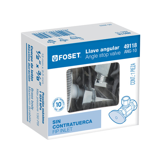 Llave angular de compresión robusta 1/2" x 3/8", Foset 49118