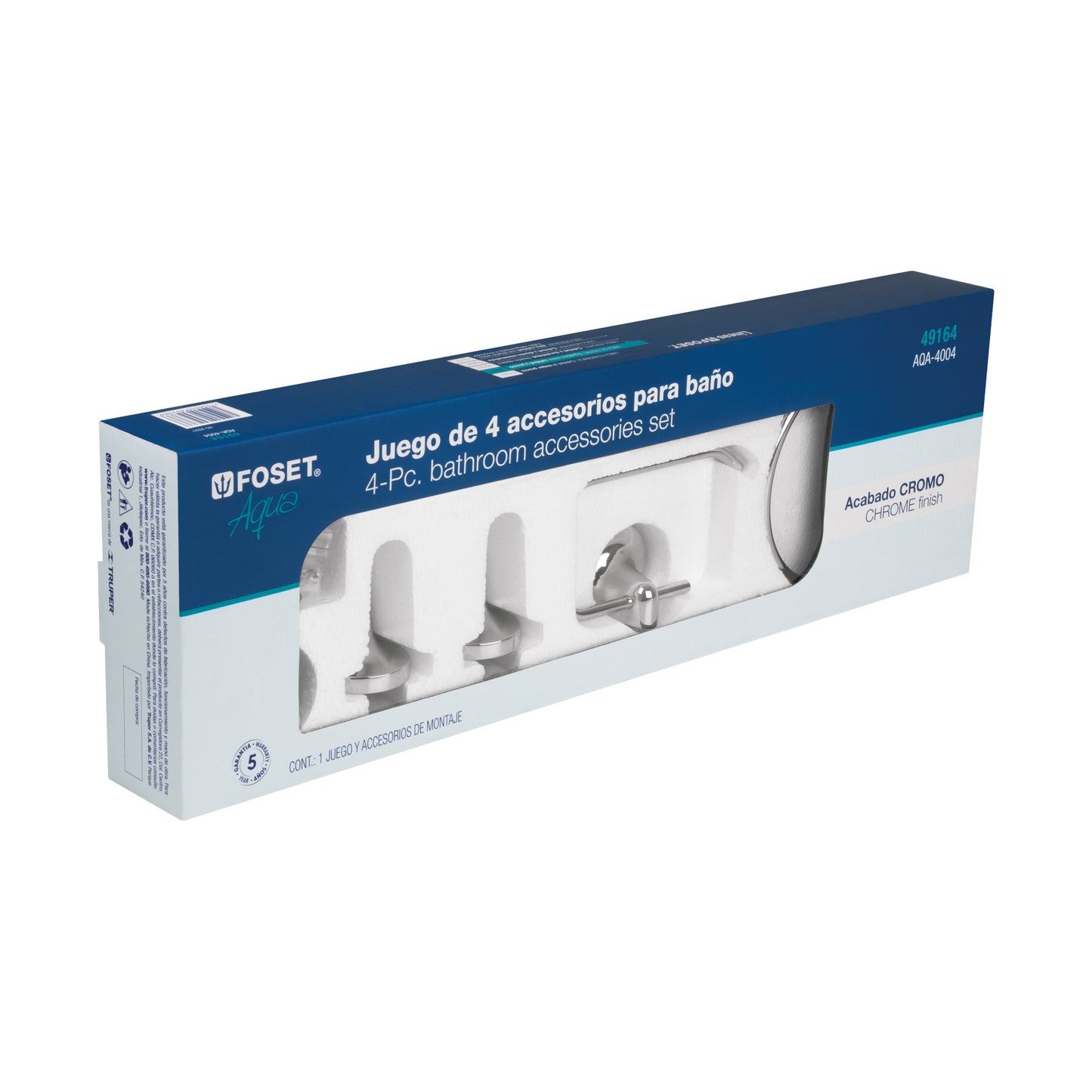 Juego de 4 accesorios para baño metálicos, Foset 49164