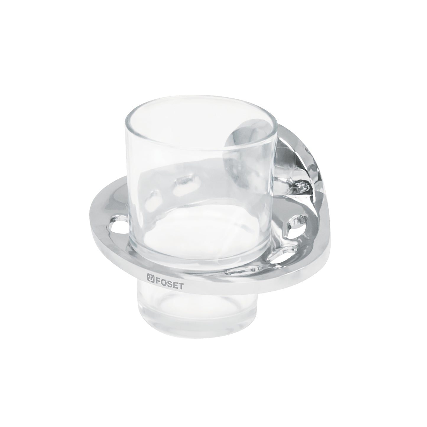 Portavaso cepillero metálico con vaso de vidrio, Foset 49398