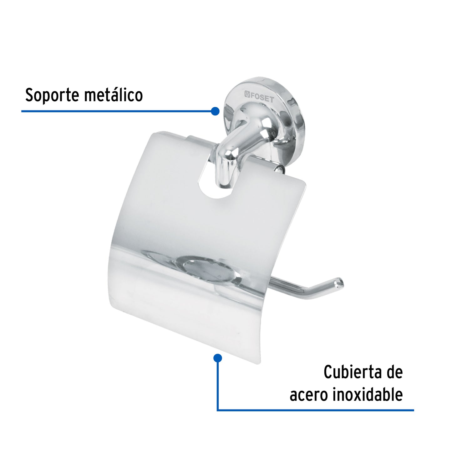 Portarrollo con cubierta de acero inoxidable, Foset 49397