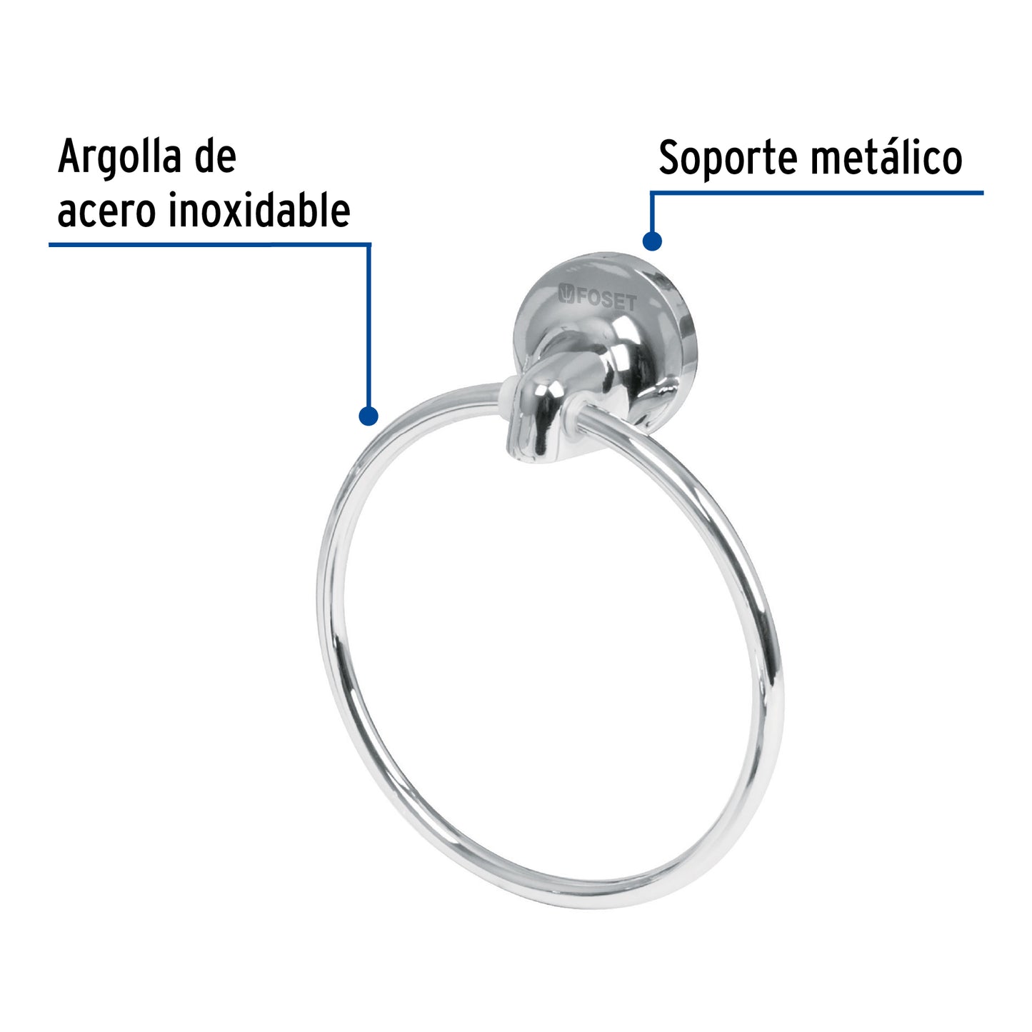Toallero de argolla de acero inoxidable, Foset 49396