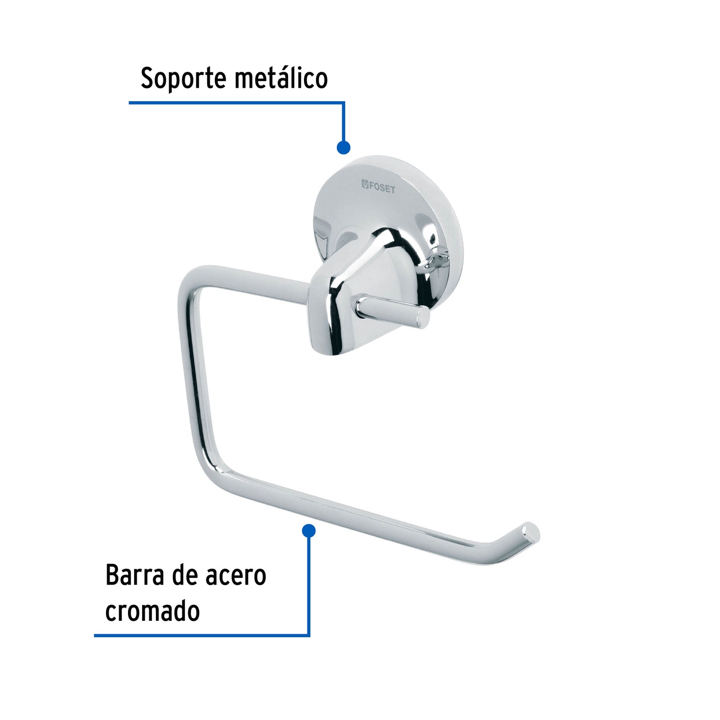 Portarrollo con soporte y barra metálicos, Foset 45164