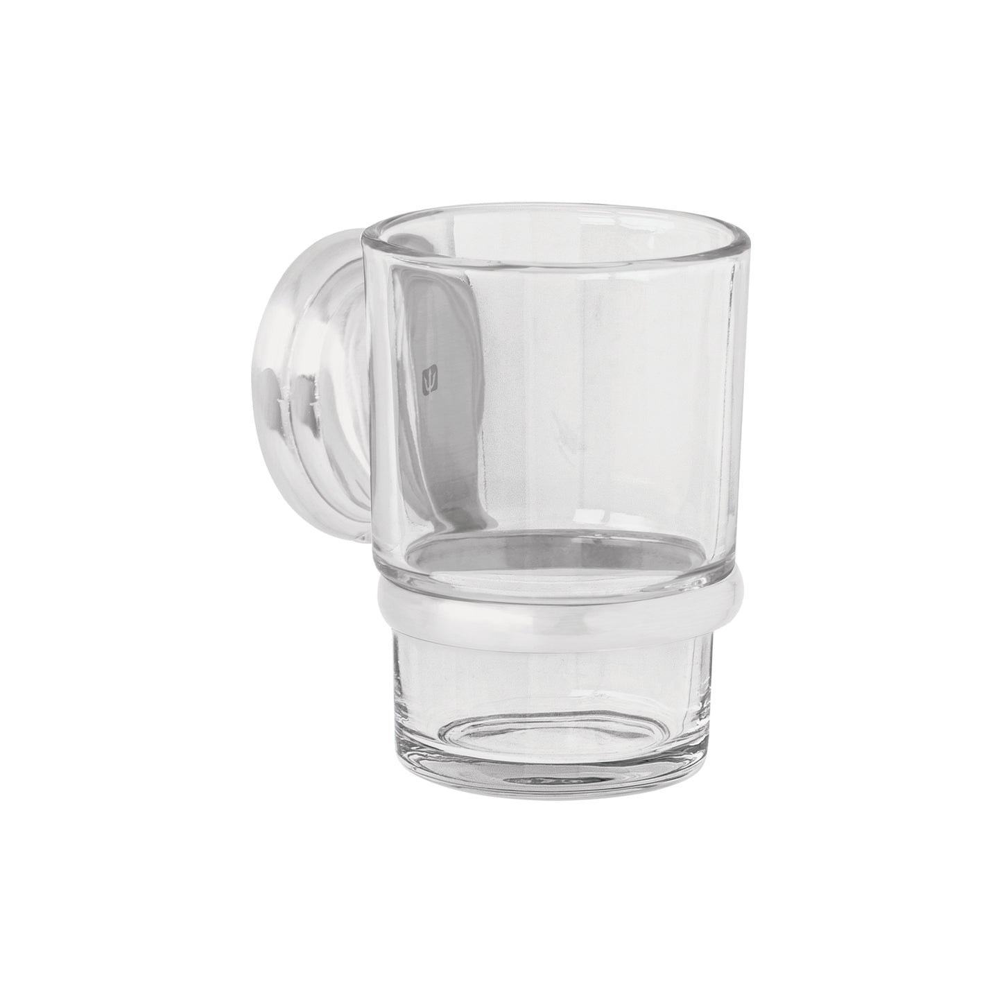 Portavaso cepillero satín con vaso de vidrio, Foset Aqua 45978