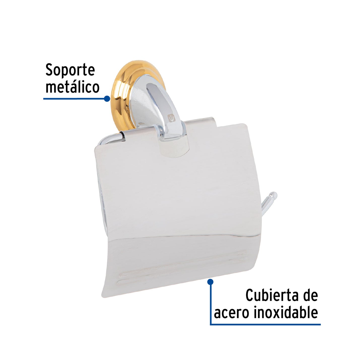 Portarrollo metálico acabado cromo-oro, Foset Aqua 45981