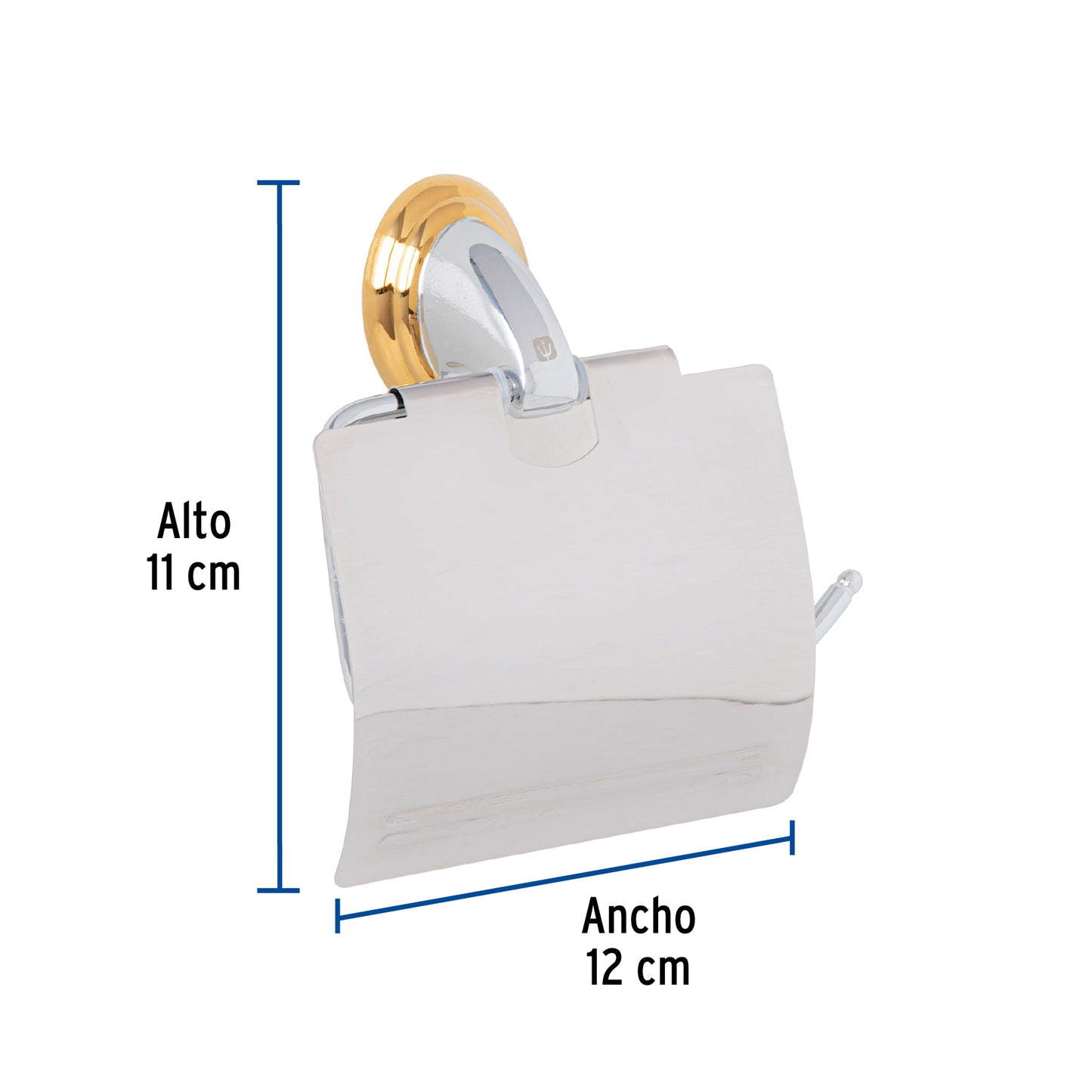 Portarrollo metálico acabado cromo-oro, Foset Aqua 45981