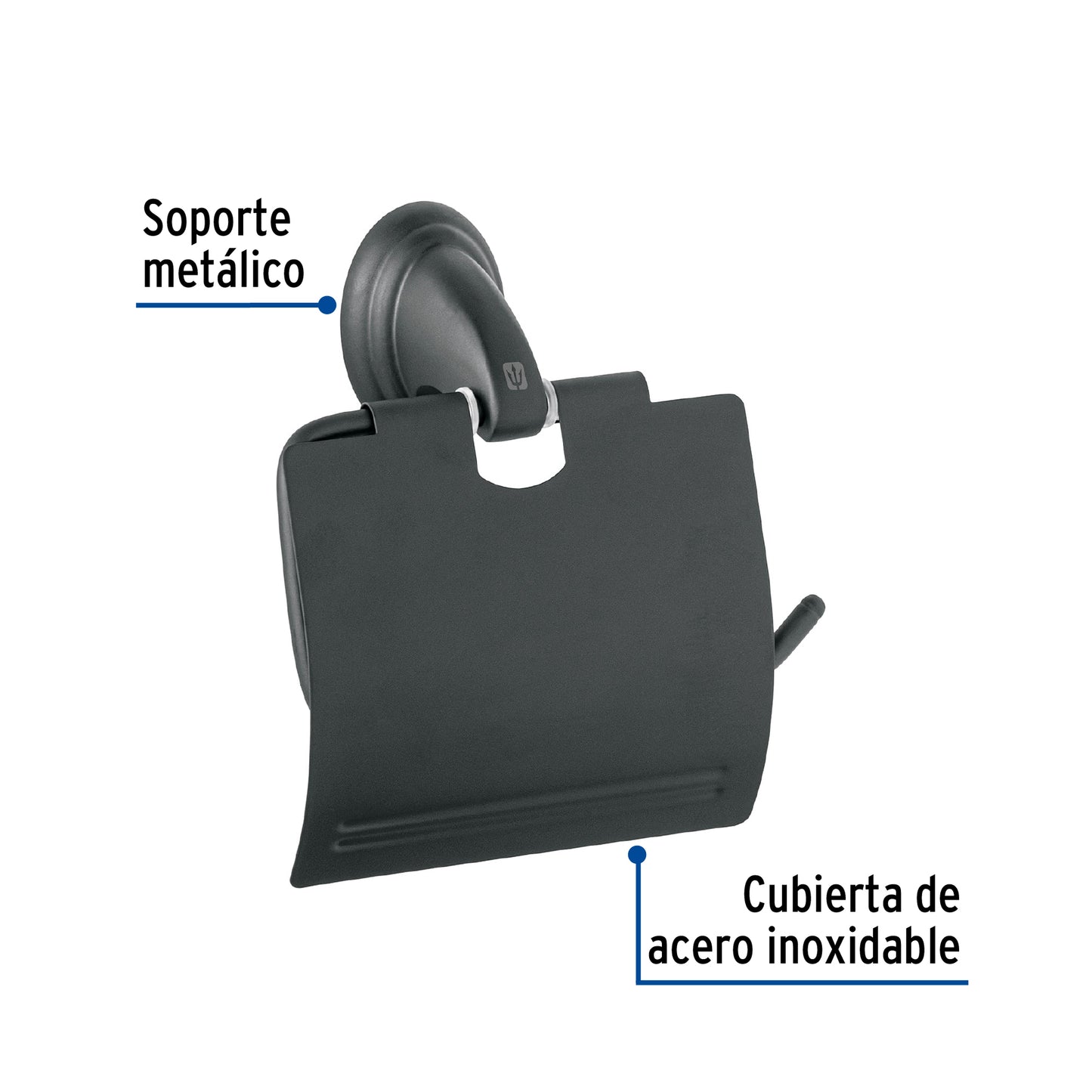 Portarrollo metálico acabado negro, Foset Aqua 45983