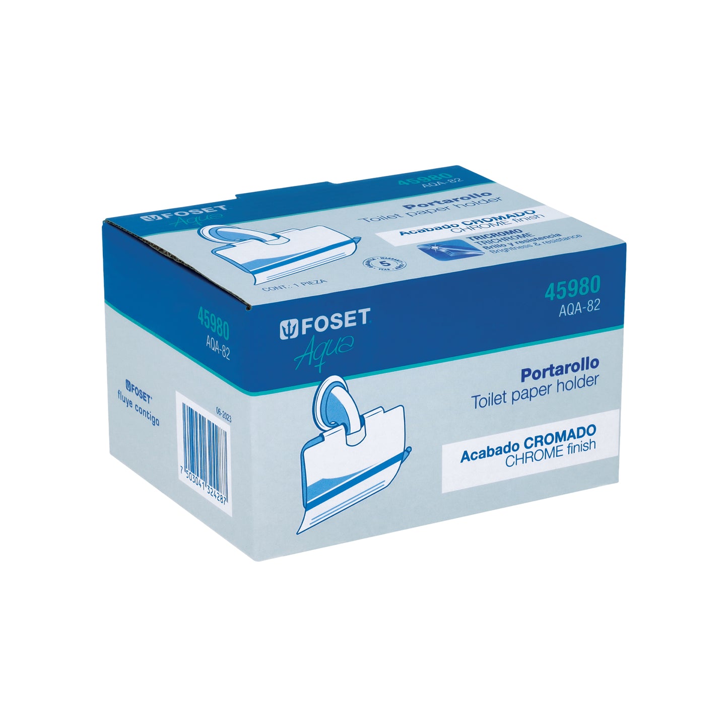 Portarrollo metálico acabado cromo, Foset Aqua 45980