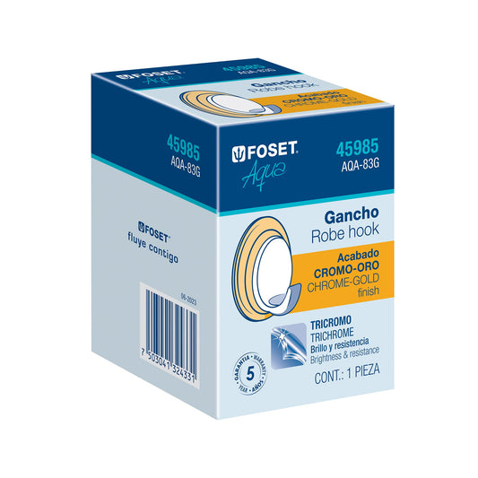 Gancho sencillo metálico acabado cromo-oro, Foset Aqua 45985