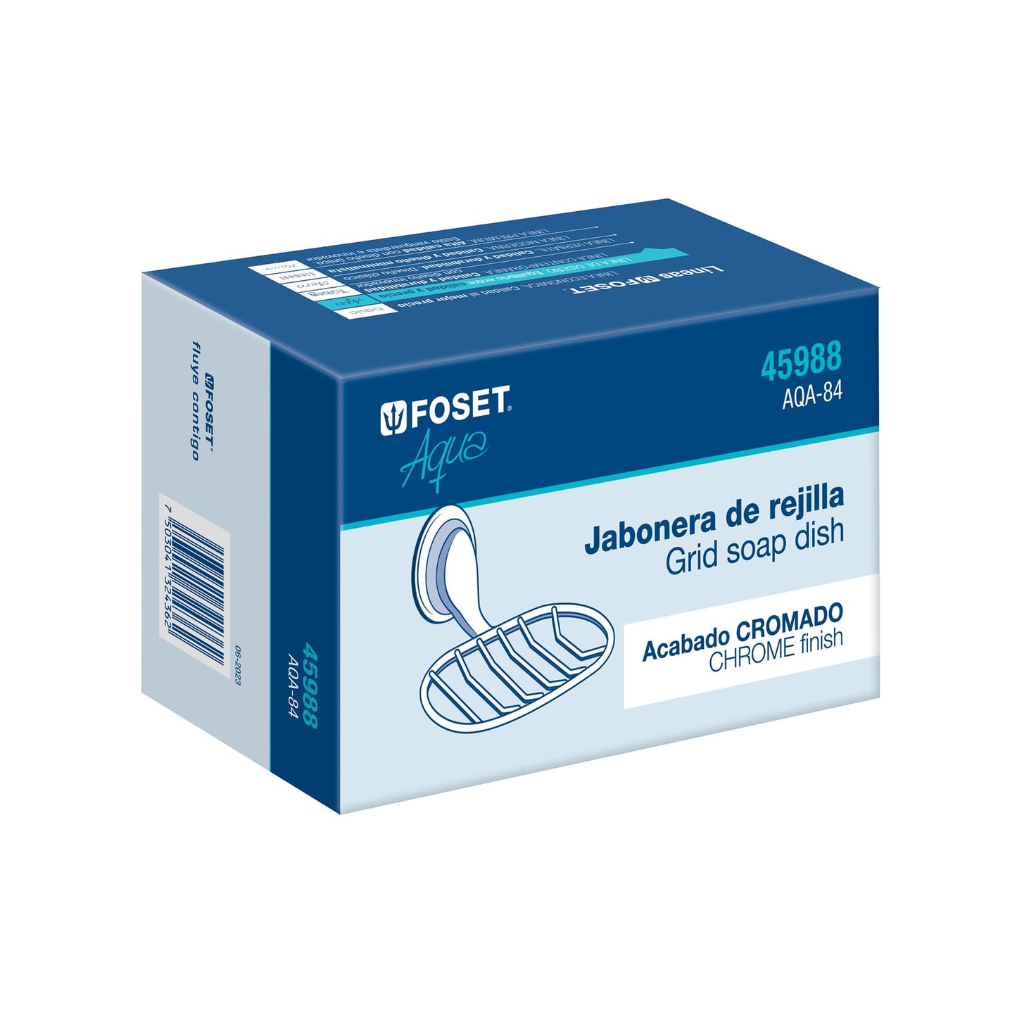 Jabonera metálica cromo, Foset Aqua 45988