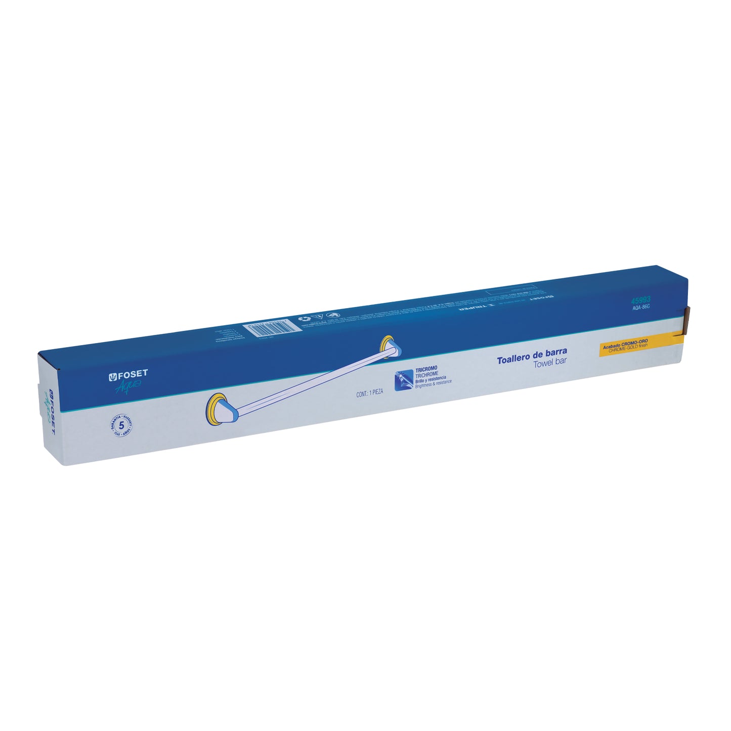 Toallero de barra metálico acabado cromo-oro, Foset Aqua 45993