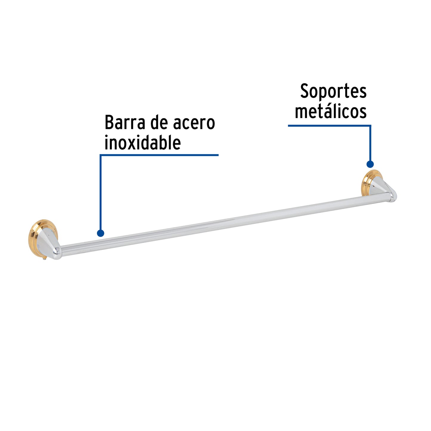 Toallero de barra metálico acabado cromo-oro, Foset Aqua 45993