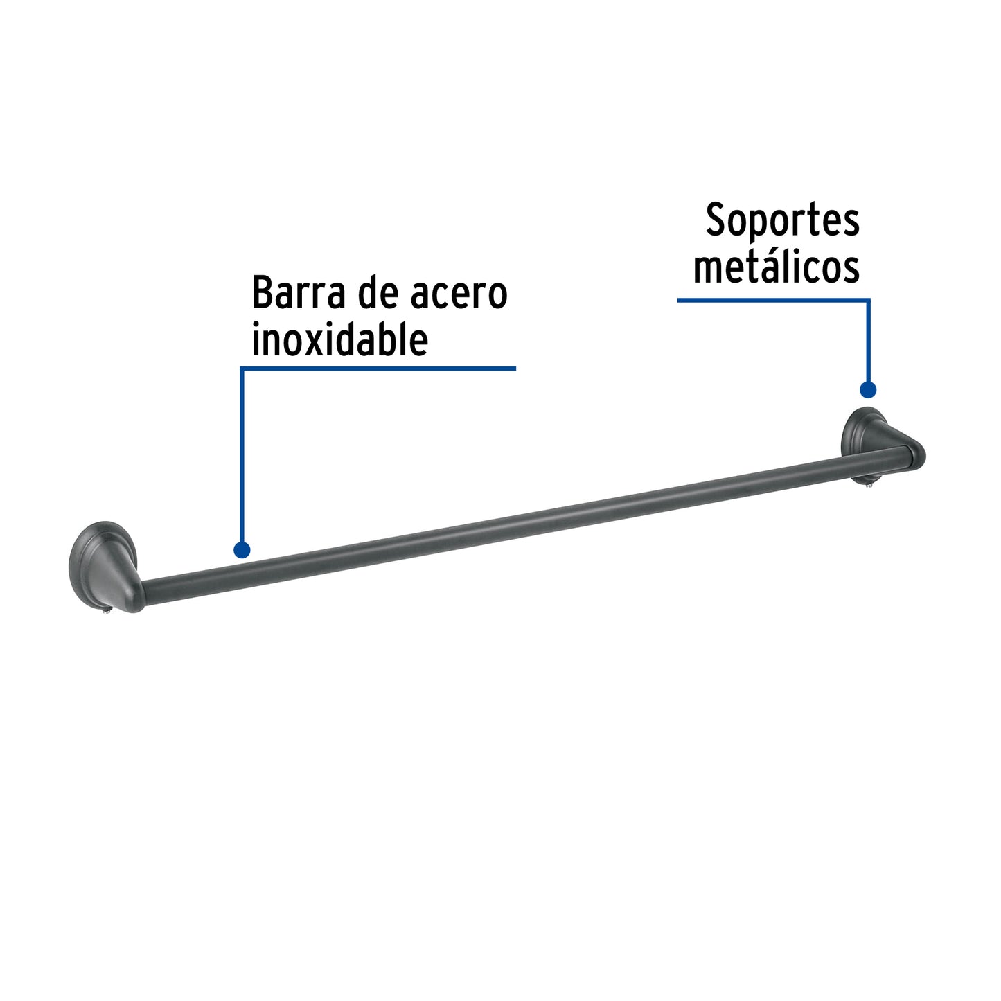 Toallero de barra metálico acabado negro, Foset Aqua 45995