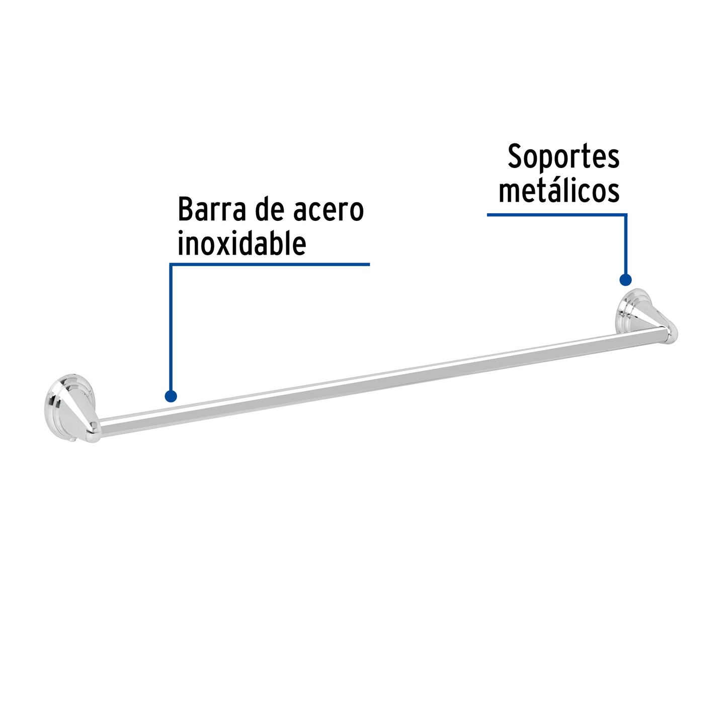 Toallero de barra metálico acabado cromo, Foset Aqua 45992