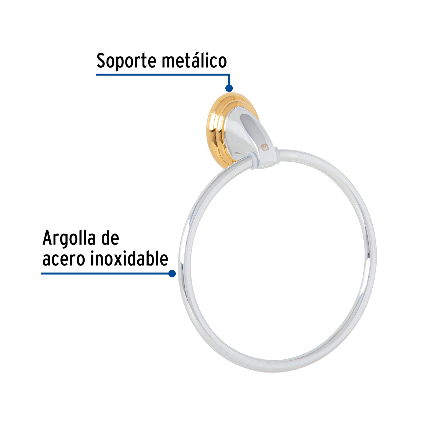 Toallero argolla metálico acabado cromo-oro, Foset Aqua 45997