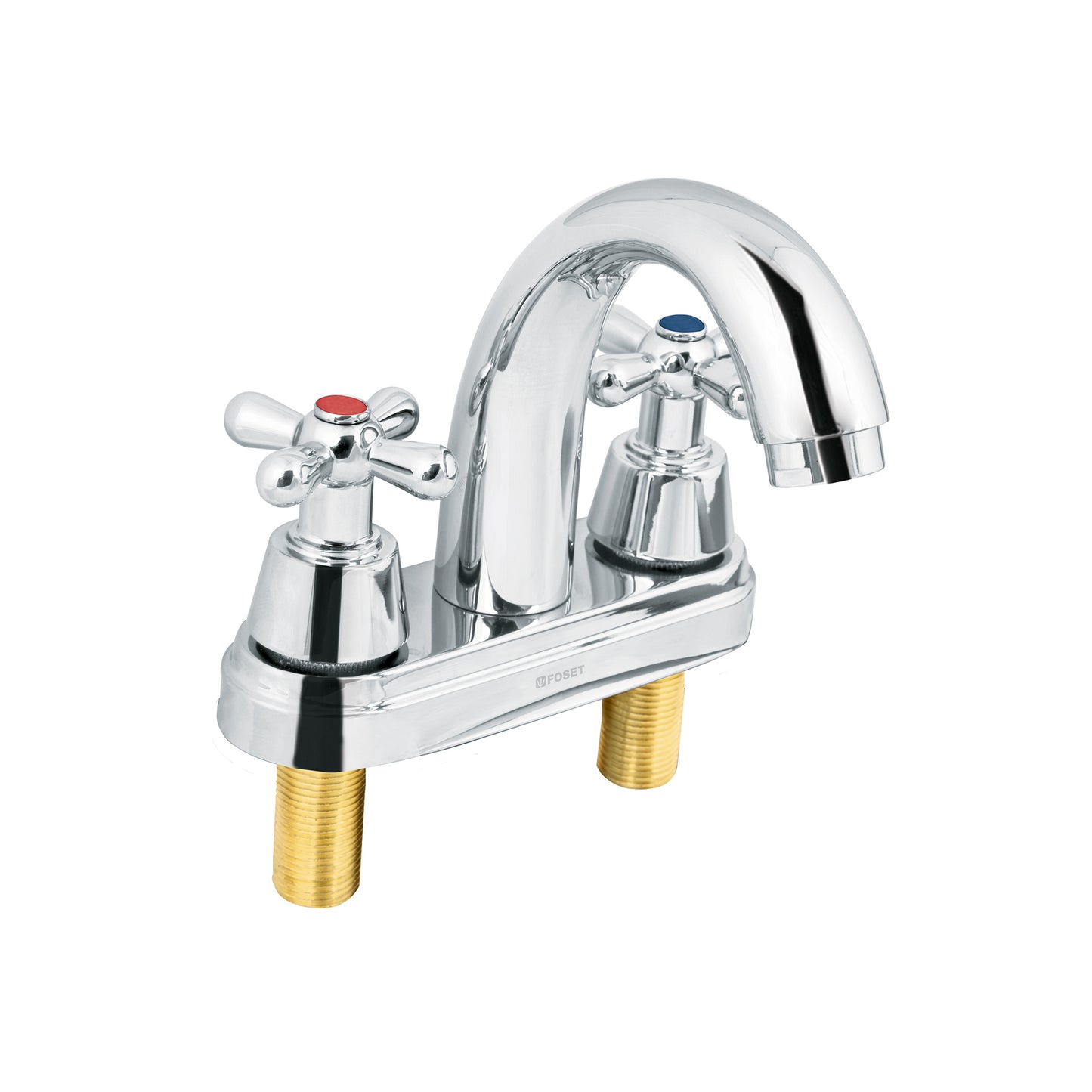 Mezcladora lavabo 4" cromo, nariz curva, cruceta, AQUA 49692