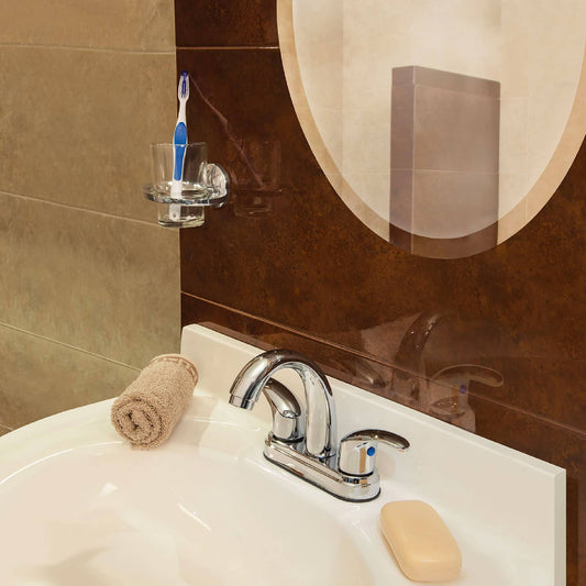 Mezcladora lavabo 4" cromo, nariz curva, palanca, AQUA 49693