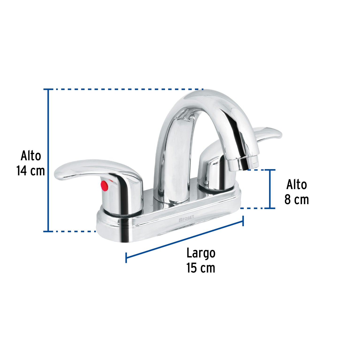Mezcladora lavabo 4" cromo, nariz curva, palanca, AQUA 49693
