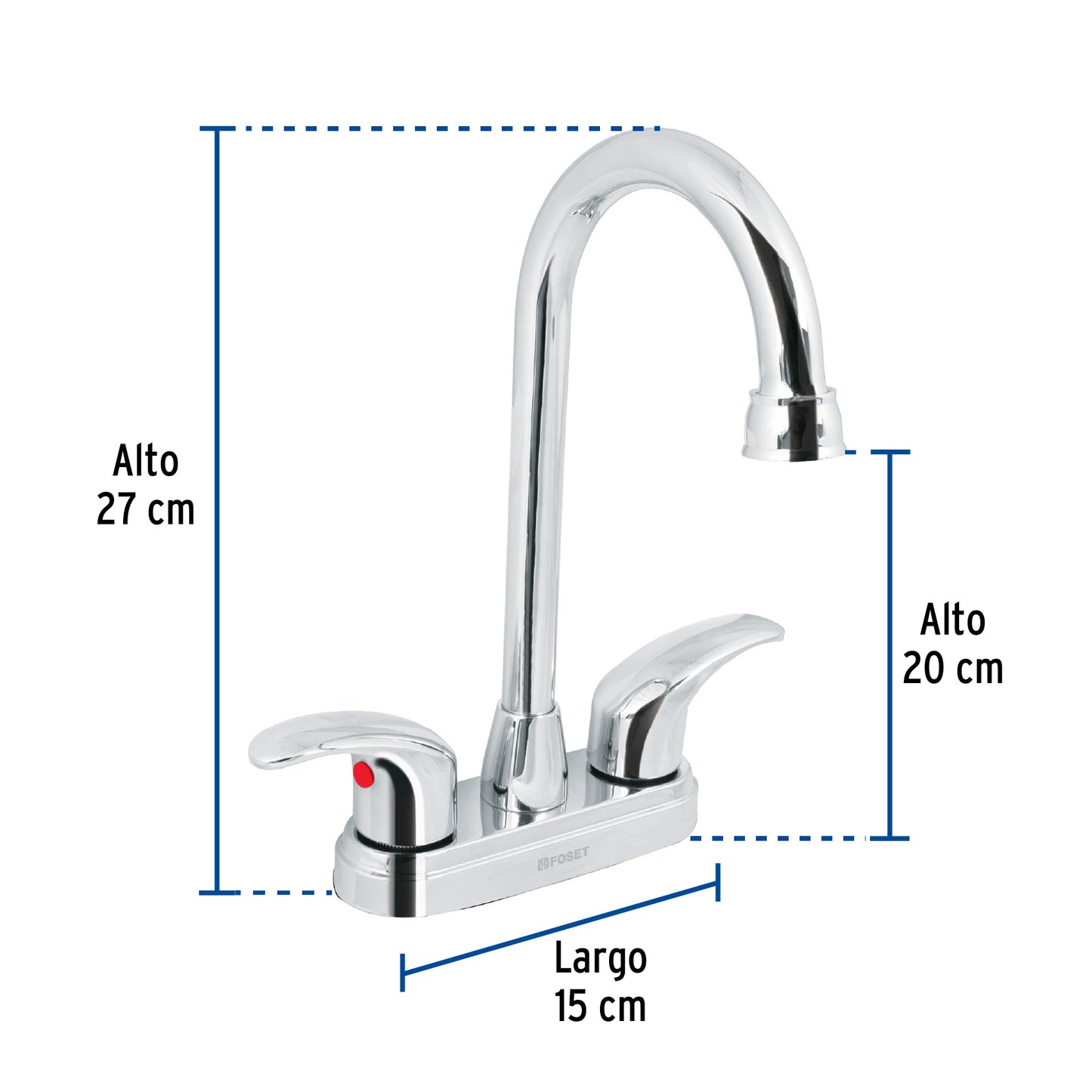 Mezcladora lavabo 4" cromo, tipo bar, palanca, AQUA 49691