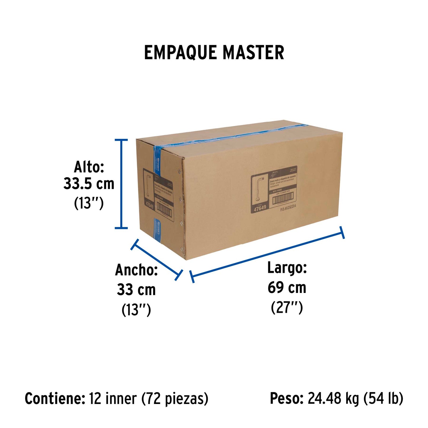 Brazo recto con chapetón para regadera, 30 cm, negro mate 47649