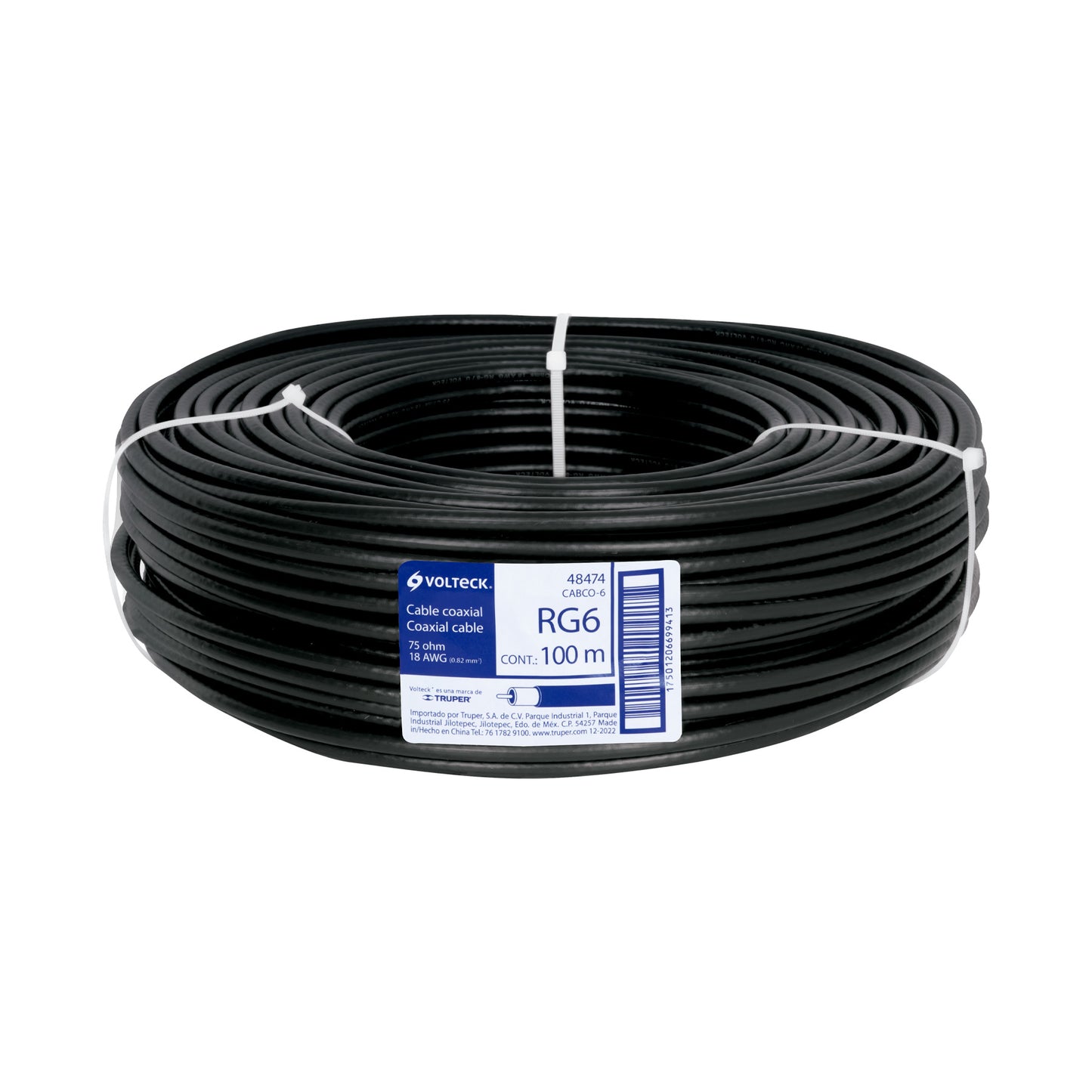 Cable coaxial RG6 en rollo de 100 m