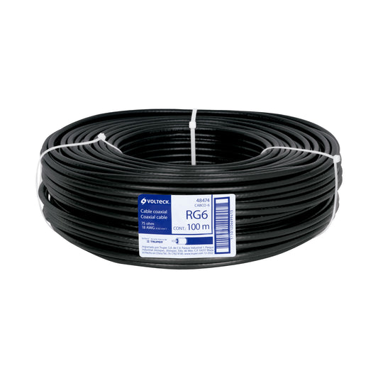Cable coaxial RG6 en rollo de 100 m