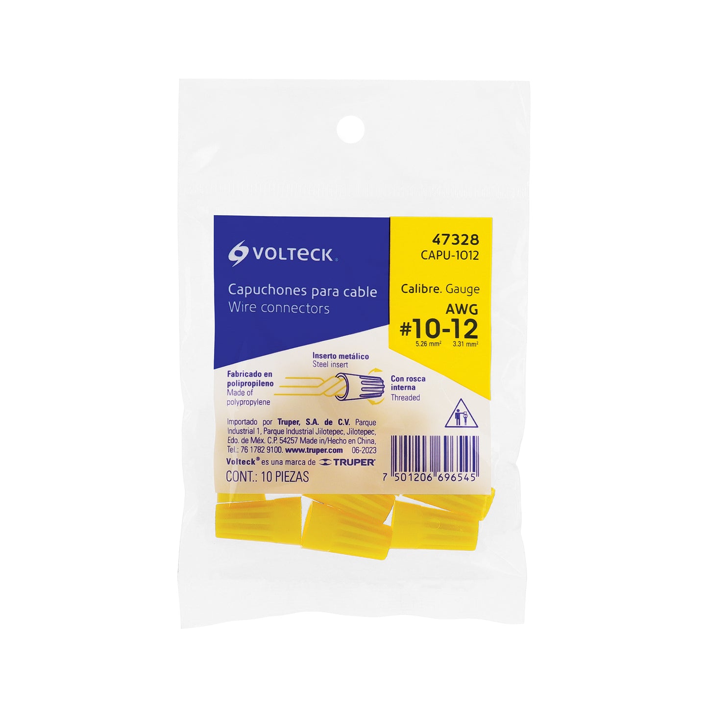 Bolsa con 10 capuchones para cable, calibres 12 a 10 AWG