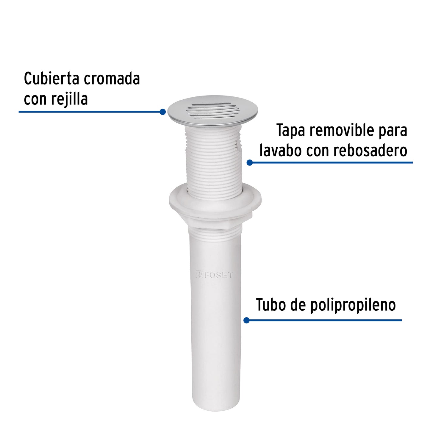 Contra para lavabo c/rebosadero, polipropileno, 1-1/4" 49333