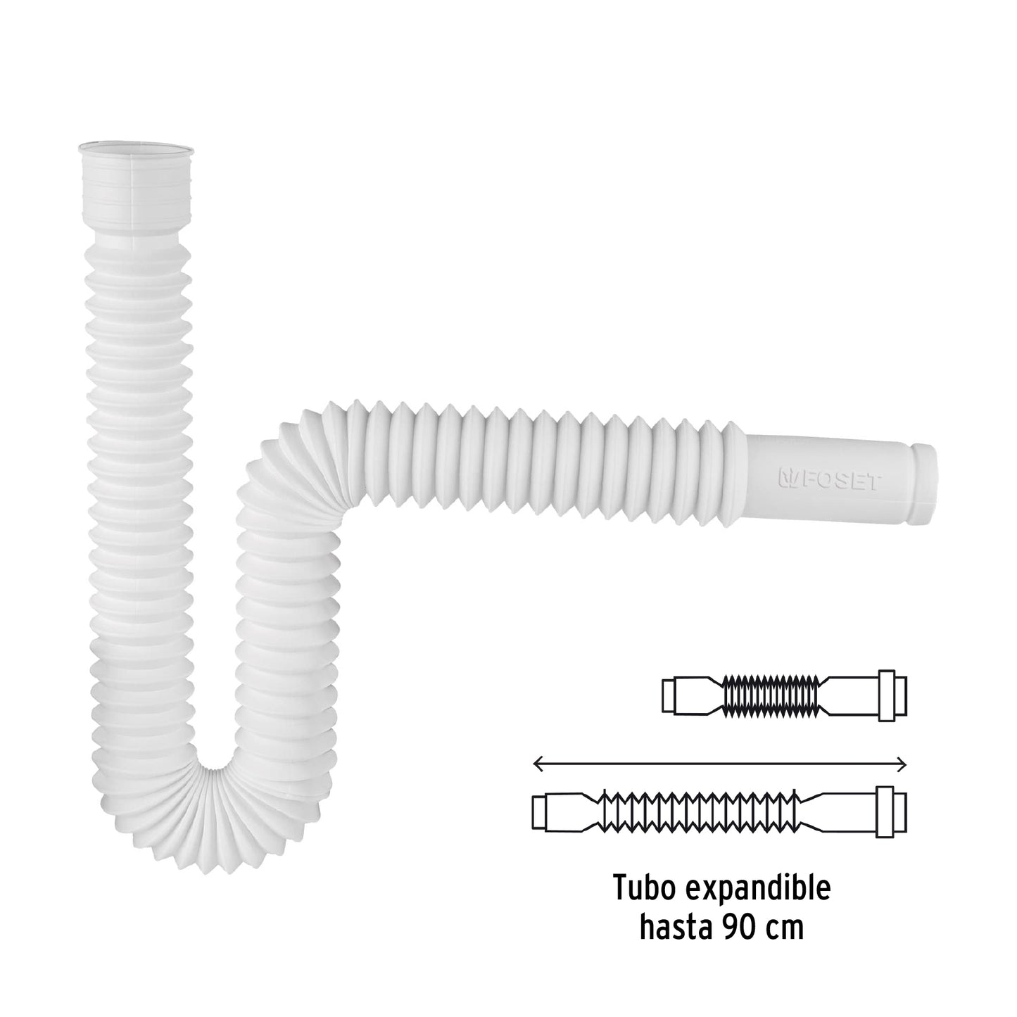 Céspol flexible, polietileno blanco, para lavabo y fregadero 49509