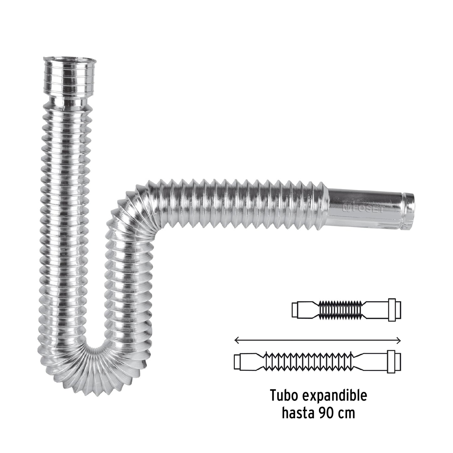 Céspol flexible, polietileno cromo, para lavabo y fregadero 49507