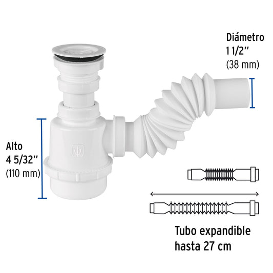 Céspol de bote 1 1/2", contra, polipropileno, para fregadero 49371