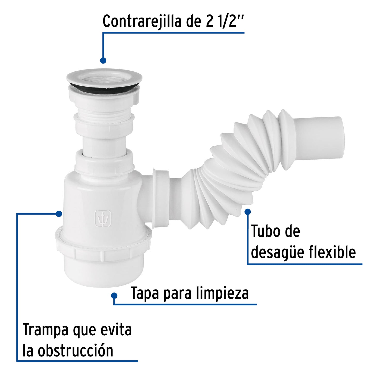 Céspol de bote 1 1/2", contra, polipropileno, para fregadero 49371