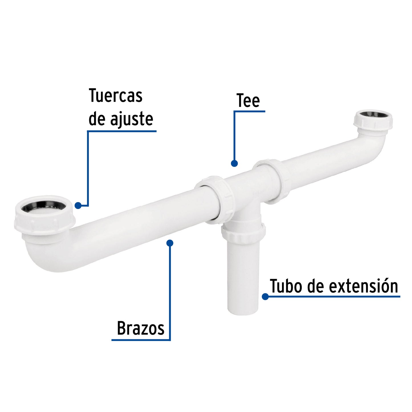 Céspol doble 1-1/2", s/contra, polipropileno, para fregadero