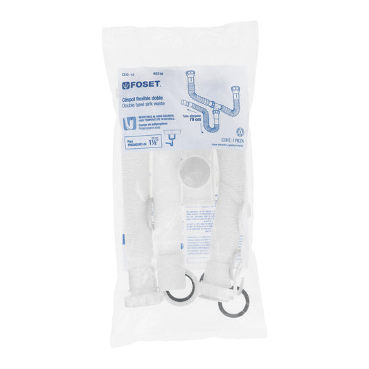 Céspol flexible doble para fregadero, polipropileno, 1-1/2"