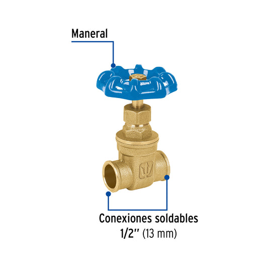 Válvula de compuerta de latón soldable de 1/2", FOSET 49023