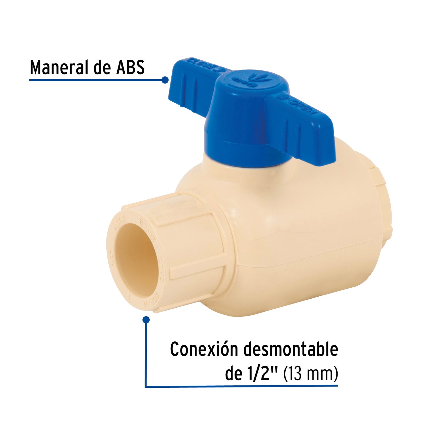 Válvula de esfera desmontable de CPVC de 1/2", FOSET 42015