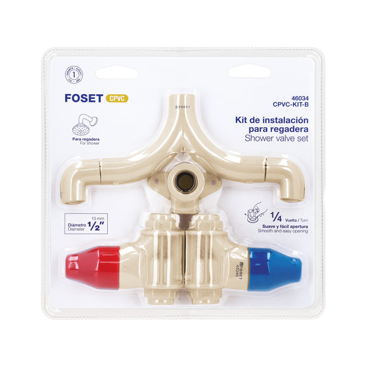 Kit de intalación p/regadera CPVC 1/2" sin manerales, FOSET 46034