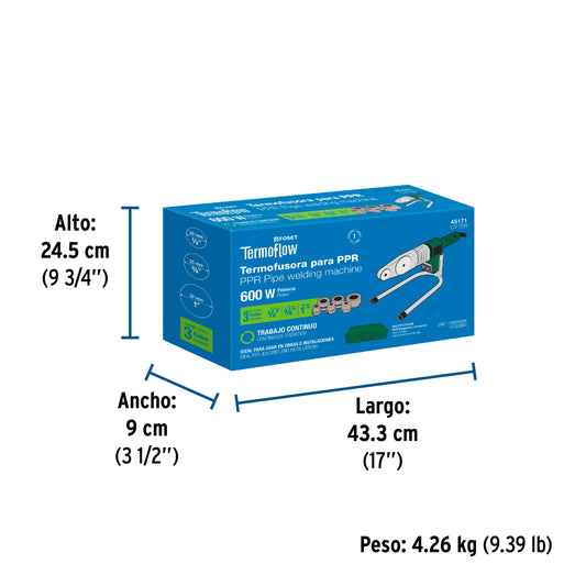 Termofusora de 600 W para PPR, FOSET 45171