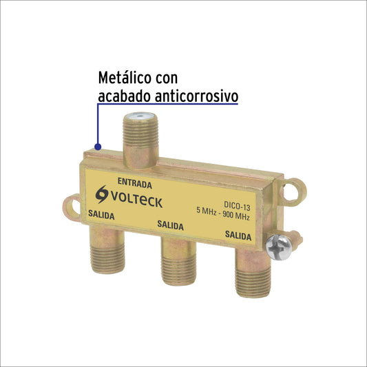 Divisor coaxial de 1 entrada y 3 salidas