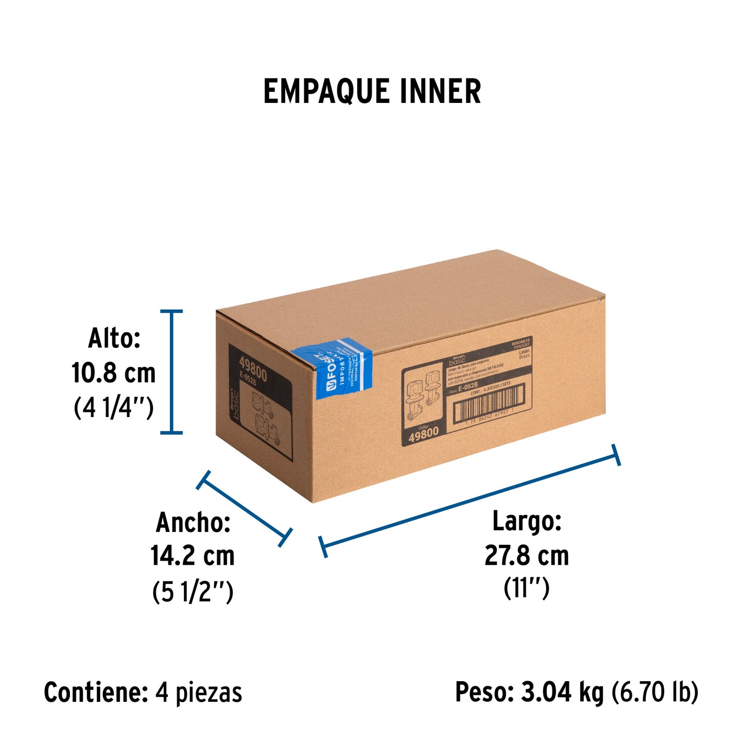Juego llaves empotrar roscables, maneral metálico, Basic 49800