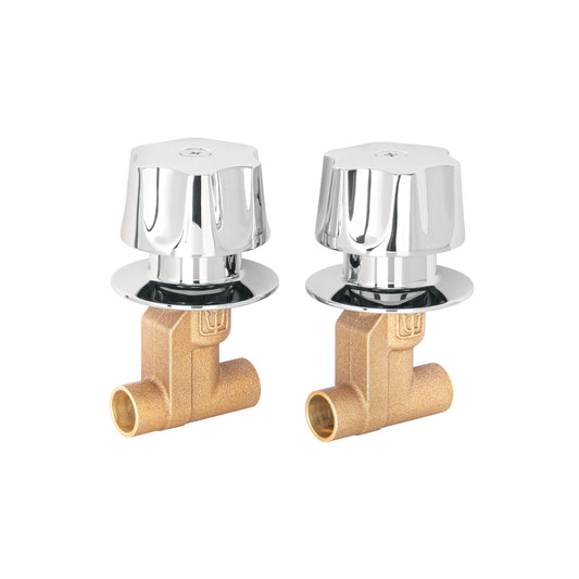 Juego llaves empotrar soldables, maneral metálico, Foset 49249