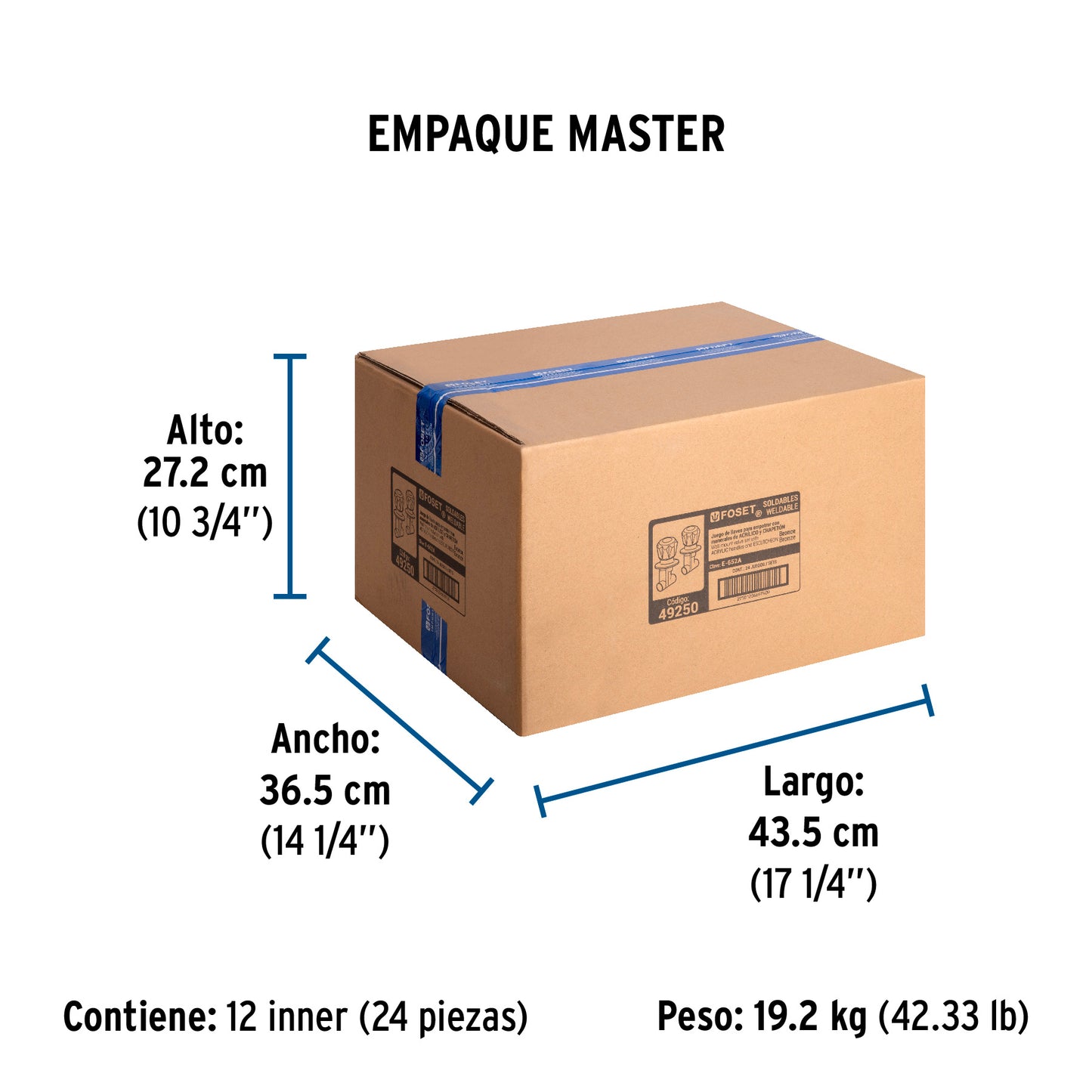 Juego llaves empotrar soldables, maneral acrílico, Foset 49250