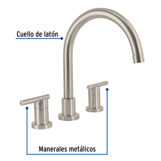 Mezcladora satín cuello alto para fregadero, Foset 49922