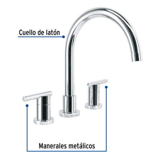 Mezcladora cromo cuello alto para fregadero, Foset 49916