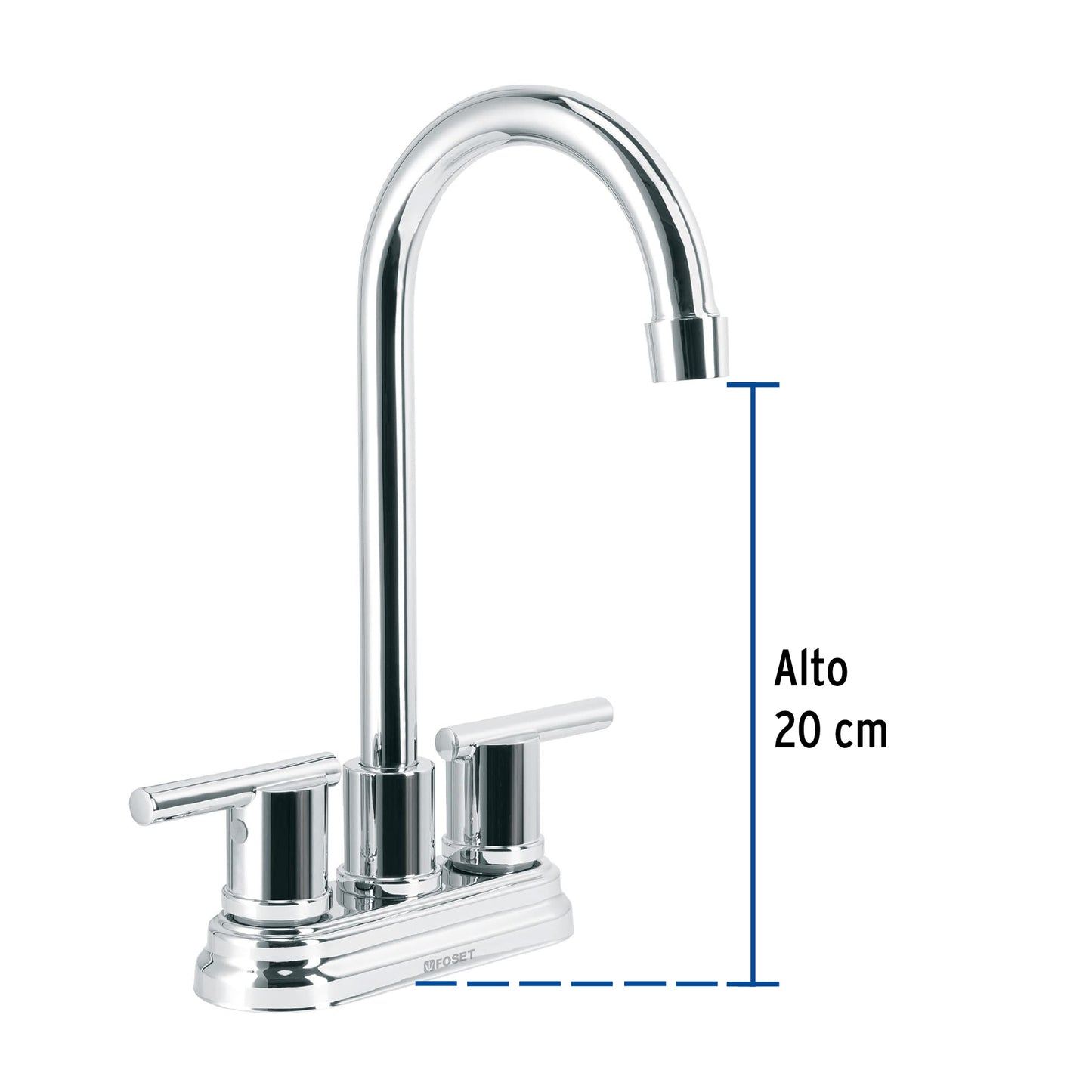 Mezcladora cromo 4" para lavabo cuello tipo bar, Foset 49930