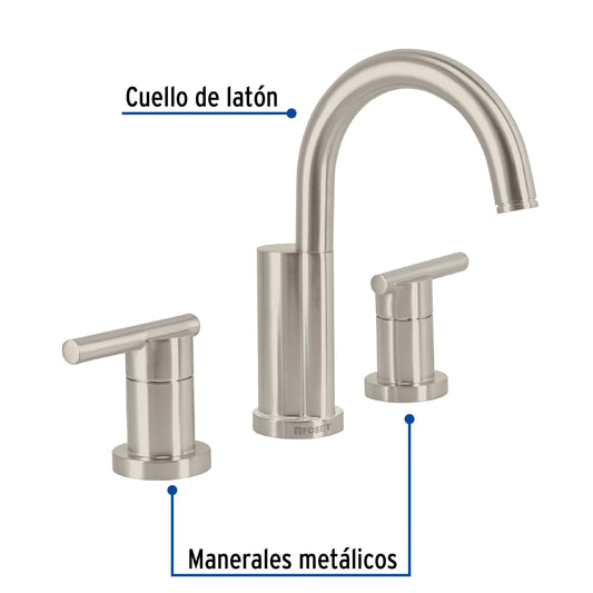 Mezcladora satín para lavabo con taladros separados, Foset 49938