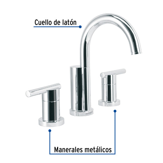 Mezcladora cromo para lavabo con taladros separados, Foset 49926