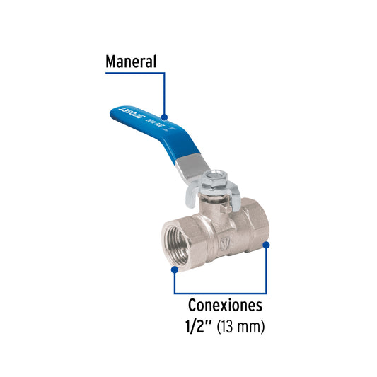 Válvula de esfera de latón, roscable 1/2", FOSET 49000