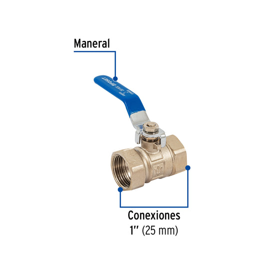 Válvula de esfera de latón, roscable 1", FOSET 49002