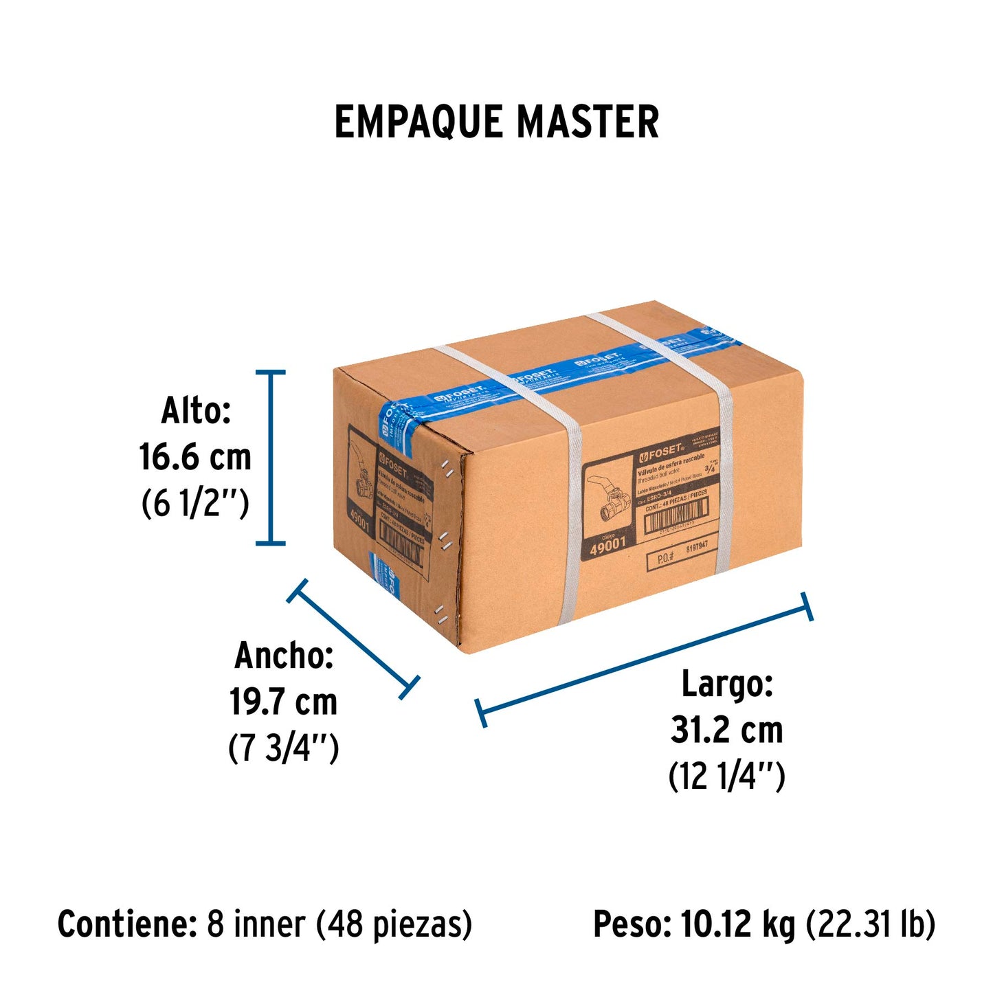 Válvula de esfera de latón, roscable 3/4", FOSET 49001