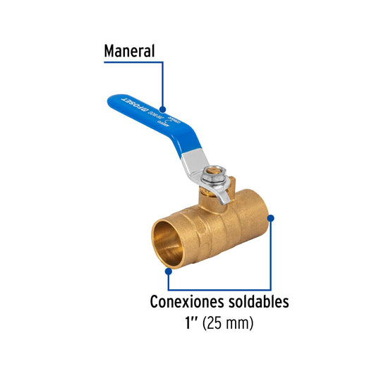 Válvula de esfera de latón, soldable 1", FOSET 49008